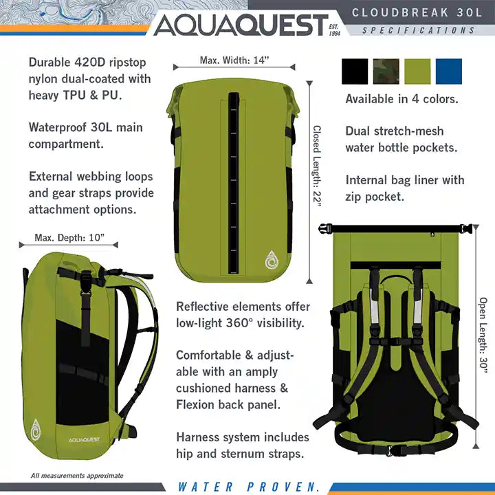 Cloudbreak Backpack 30L Backpacks   AquaQuest Waterproof